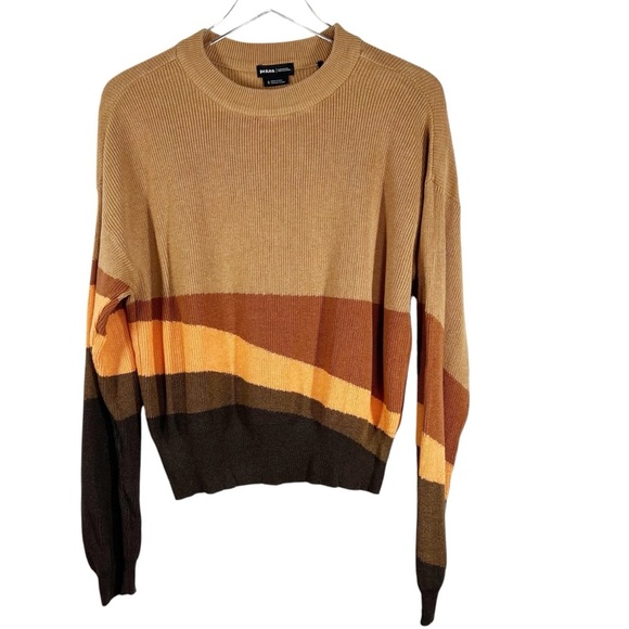 PRANA Desert Rose Earth Tones Brown Color Block Crewneck Sweater Size Small - Picture 1 of 7